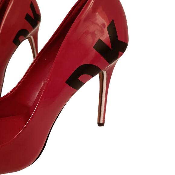 DKNY Women's Red Stilettos, with Silver Heel, Christmas/Holiday Parties size 8.5 - Picture 2 of 7